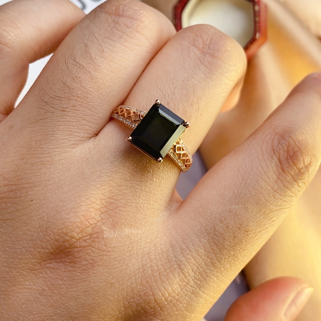 14k Gold 4.56 Ct Natural Tourmaline & Diamond Ring - 6