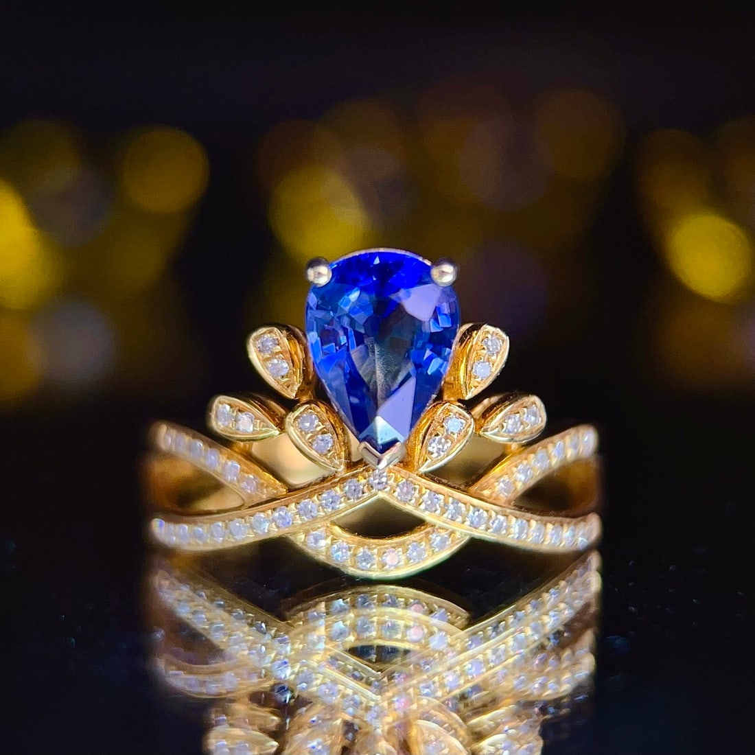 14k Gold 1.35 Ct Natural Sapphire & Diamond Ring - 2