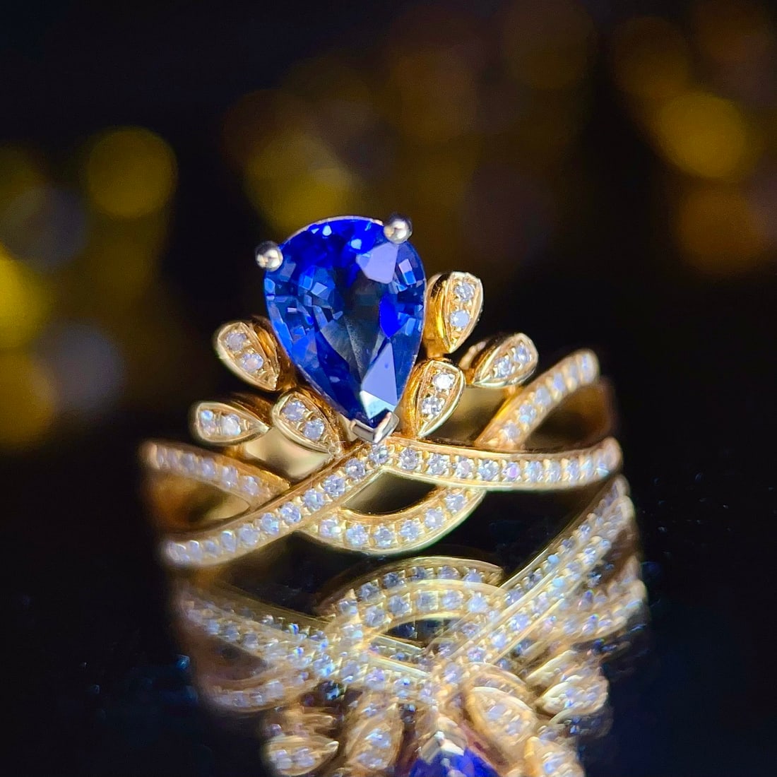 14k Gold 1.35 Ct Natural Sapphire & Diamond Ring - 3