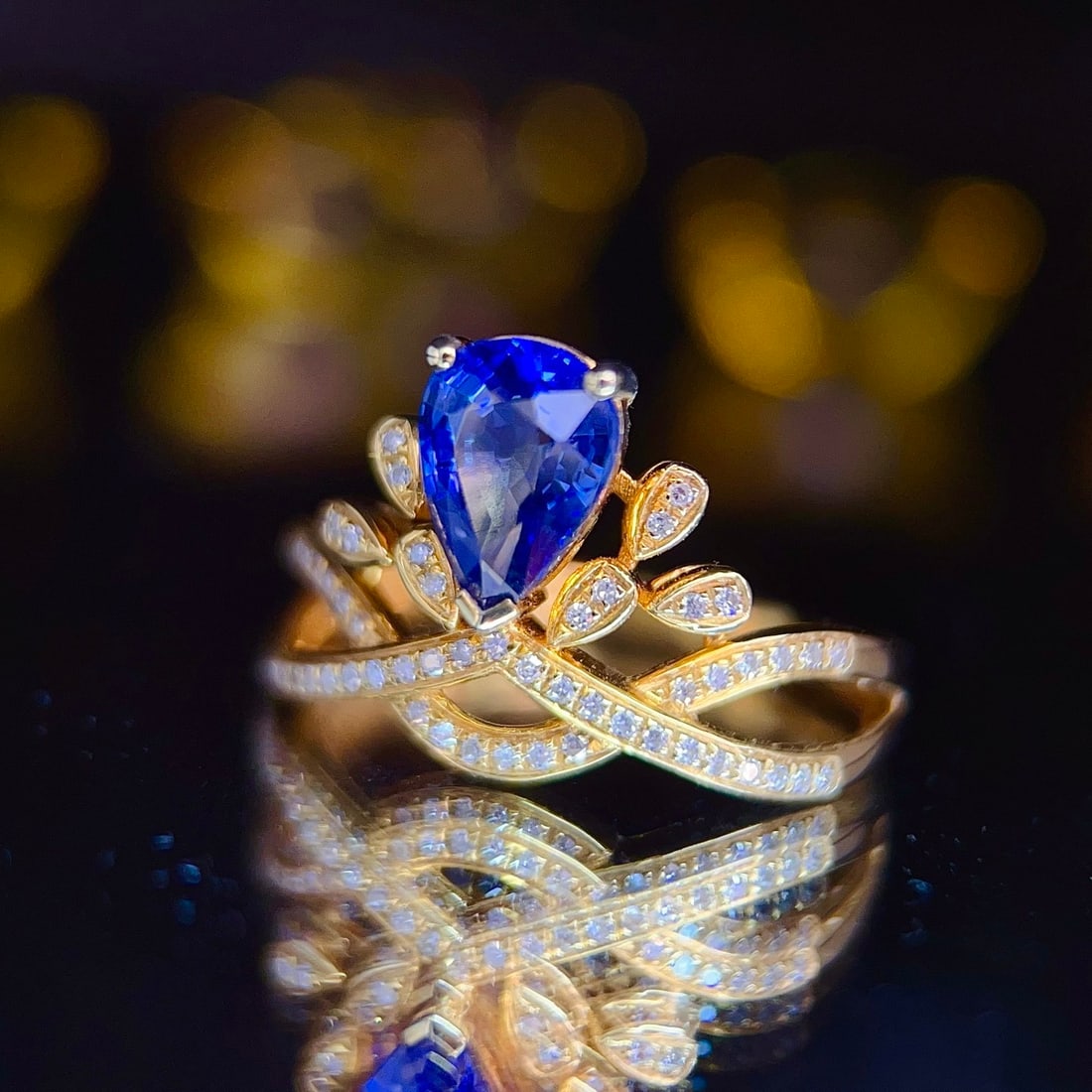 14k Gold 1.35 Ct Natural Sapphire & Diamond Ring - 5