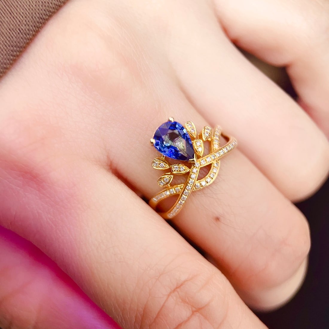 14k Gold 1.35 Ct Natural Sapphire & Diamond Ring - 6