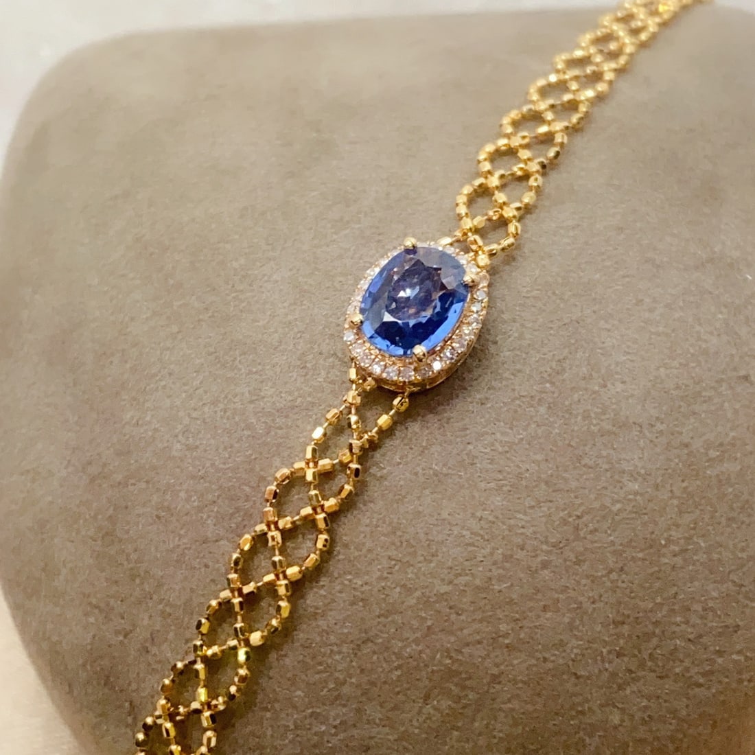 14k Gold 1.00 Ct Natural Sapphire & Diamond Bracelet - 3