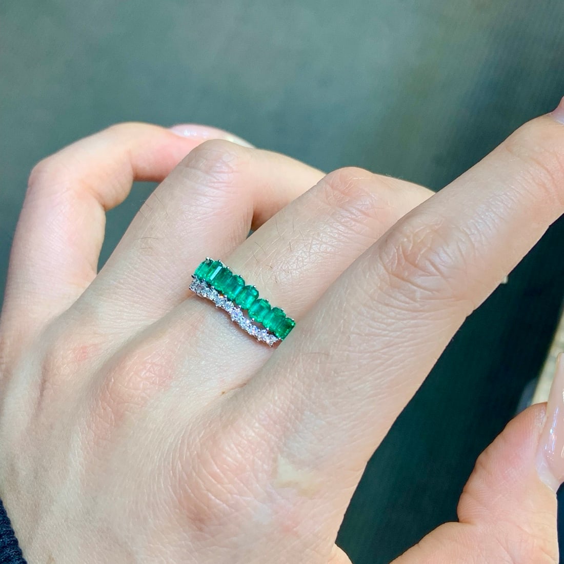 14k Gold 1.42 Ctw Natural Emerald & Diamond Ring - 4