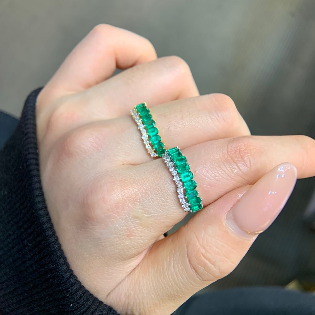 14k Gold 1.42 Ctw Natural Emerald & Diamond Ring - 7