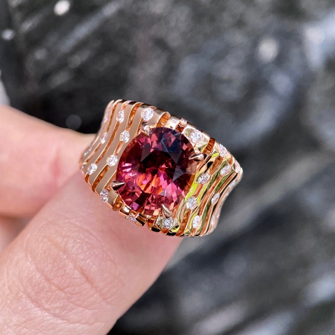 14k Gold 5.60 Ctw Natural Tourmaline & Diamond Ring - 2