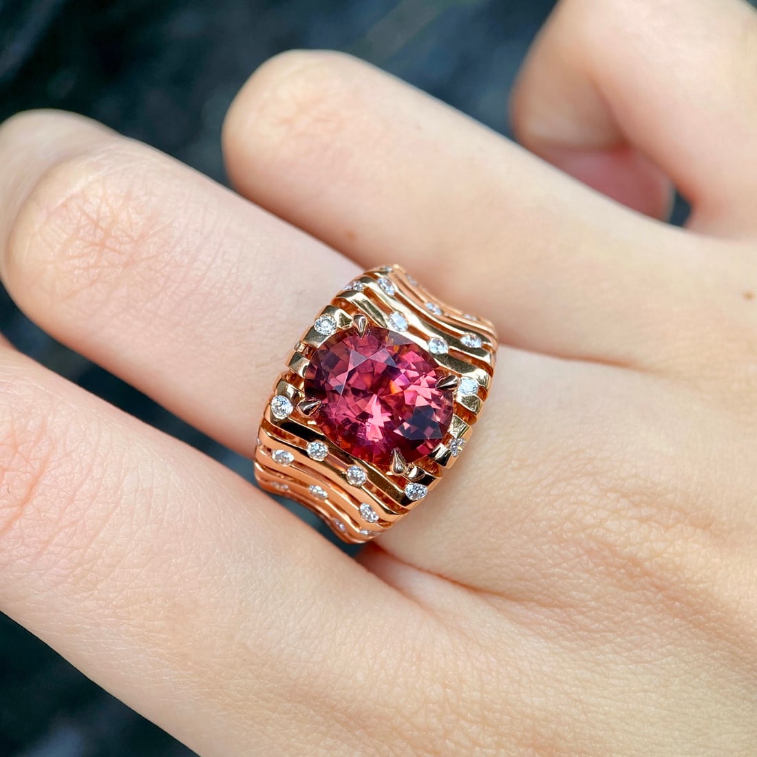 14k Gold 5.60 Ctw Natural Tourmaline & Diamond Ring - 3