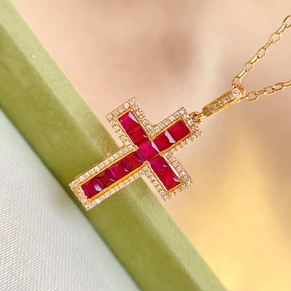 14k Gold 1.30 Ct Natural Ruby & Diamond Pendant( Without Chain ) - 3