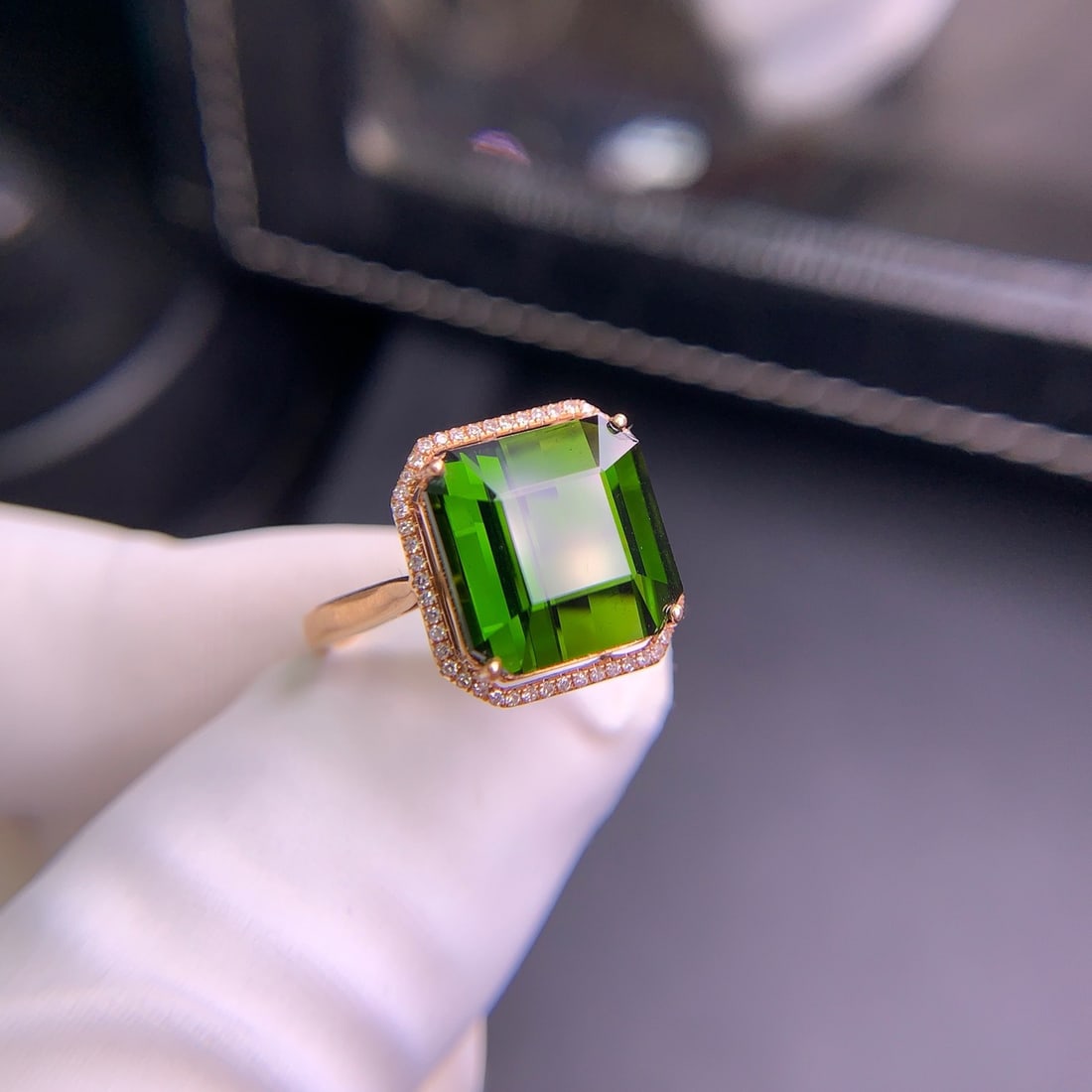 14k Gold 7.3 Ct Natural Tourmaline & Diamond Ring - 2