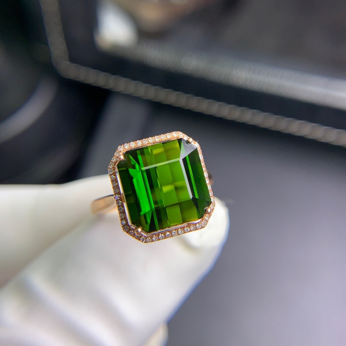 14k Gold 7.3 Ct Natural Tourmaline & Diamond Ring - 7