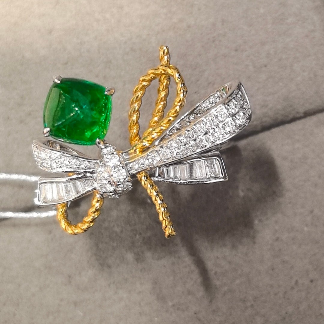 14k Gold 1.75 Ctw Vivid Green Natural Emerald & Diamond Ring - 4