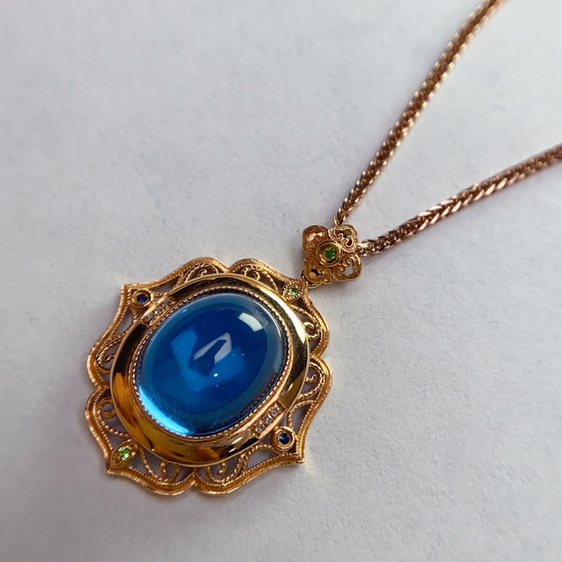 14k Gold 5.00 Ct Natural Topaz & Diamond Pendant( Without Chain ) - 4