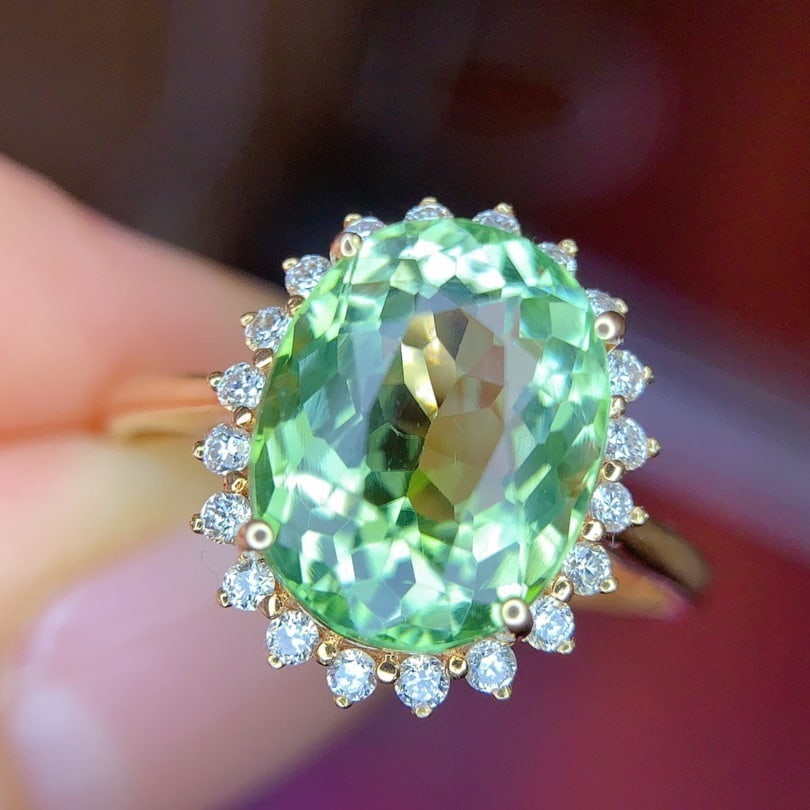 14k Gold 3.5 Ct Natural Tourmaline & Diamond Ring - 3