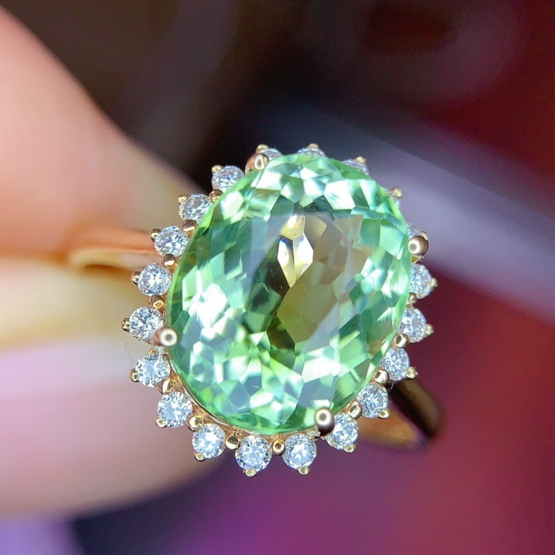 14k Gold 3.5 Ct Natural Tourmaline & Diamond Ring - 6