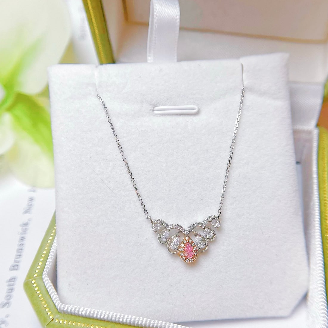 14k Gold 0.56 Ctw Natural Pink Diamond & Diamond Necklace - 3