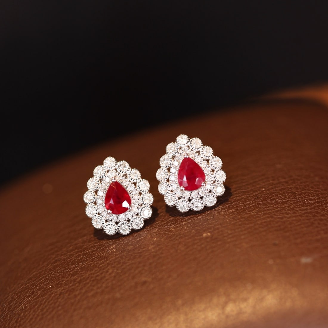 14k Gold 1.36 Ctw Vivid Red Natural Ruby & Diamond Earrings - 3