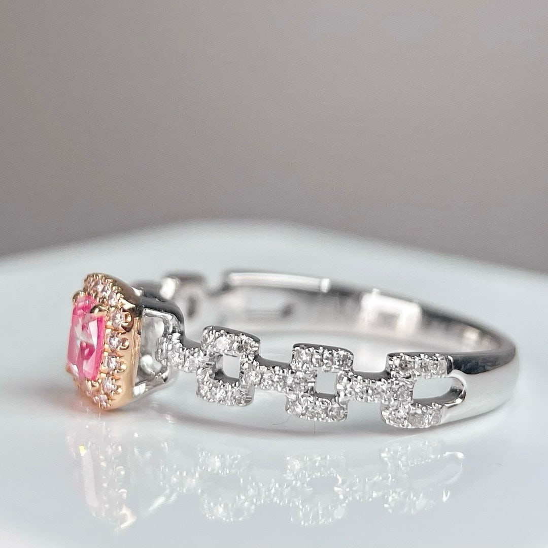 14k Gold 0.46 Ctw Natural Pink Diamond & Diamond Ring - 2