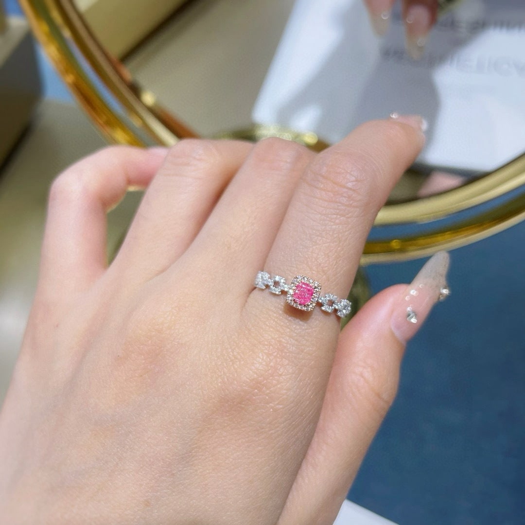 14k Gold 0.46 Ctw Natural Pink Diamond & Diamond Ring - 3