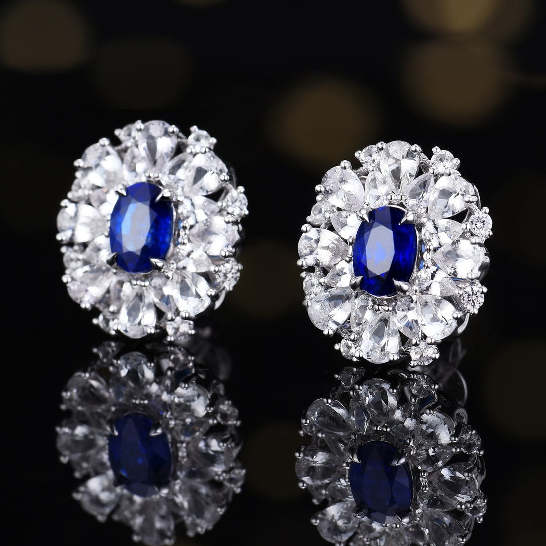 14k Gold 4.27 Ctw Natural Sapphire & Sapphire Earrings - 3