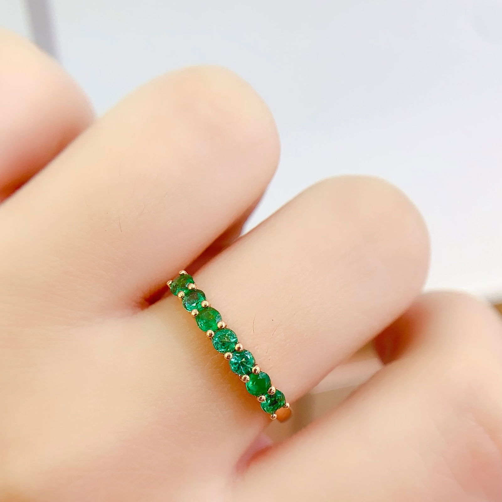 14k Gold 0.65 Ct Natural Emerald Ring - 7