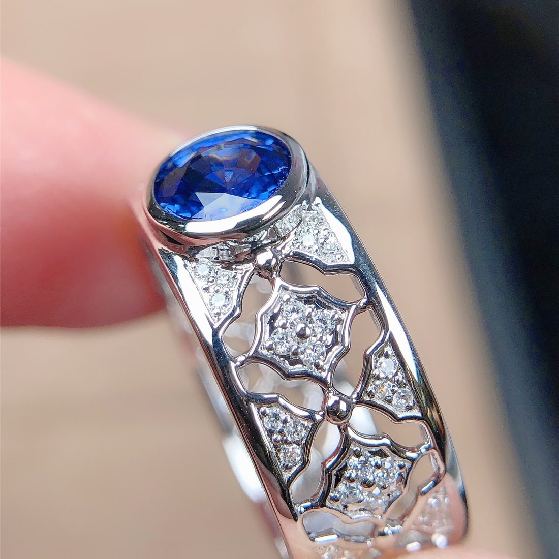 14k Gold 1.16 Ctw Natural Sapphire & Diamond Ring - 2