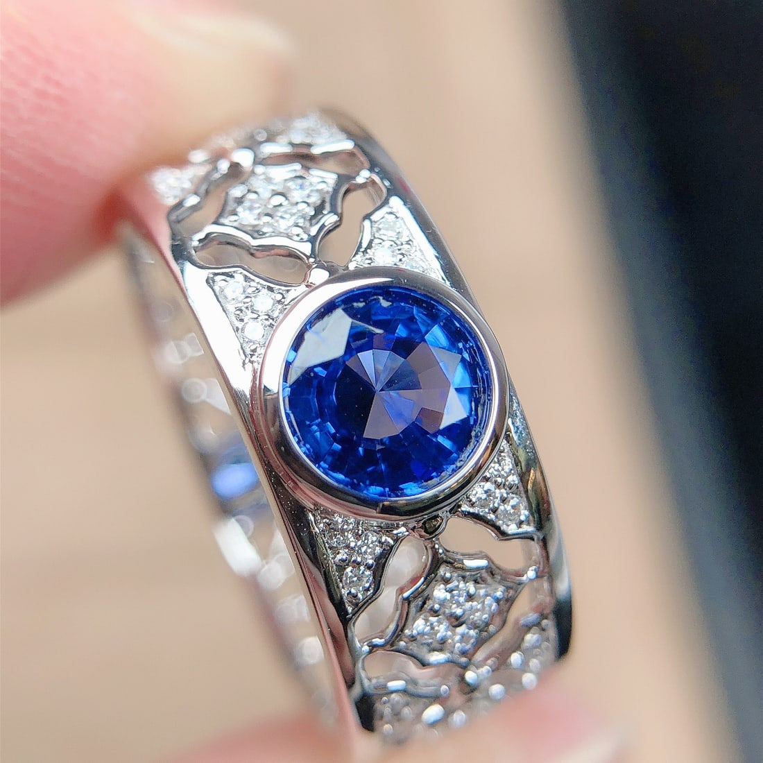 14k Gold 1.16 Ctw Natural Sapphire & Diamond Ring - 3