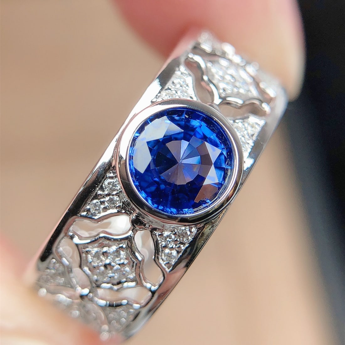 14k Gold 1.16 Ctw Natural Sapphire & Diamond Ring - 4