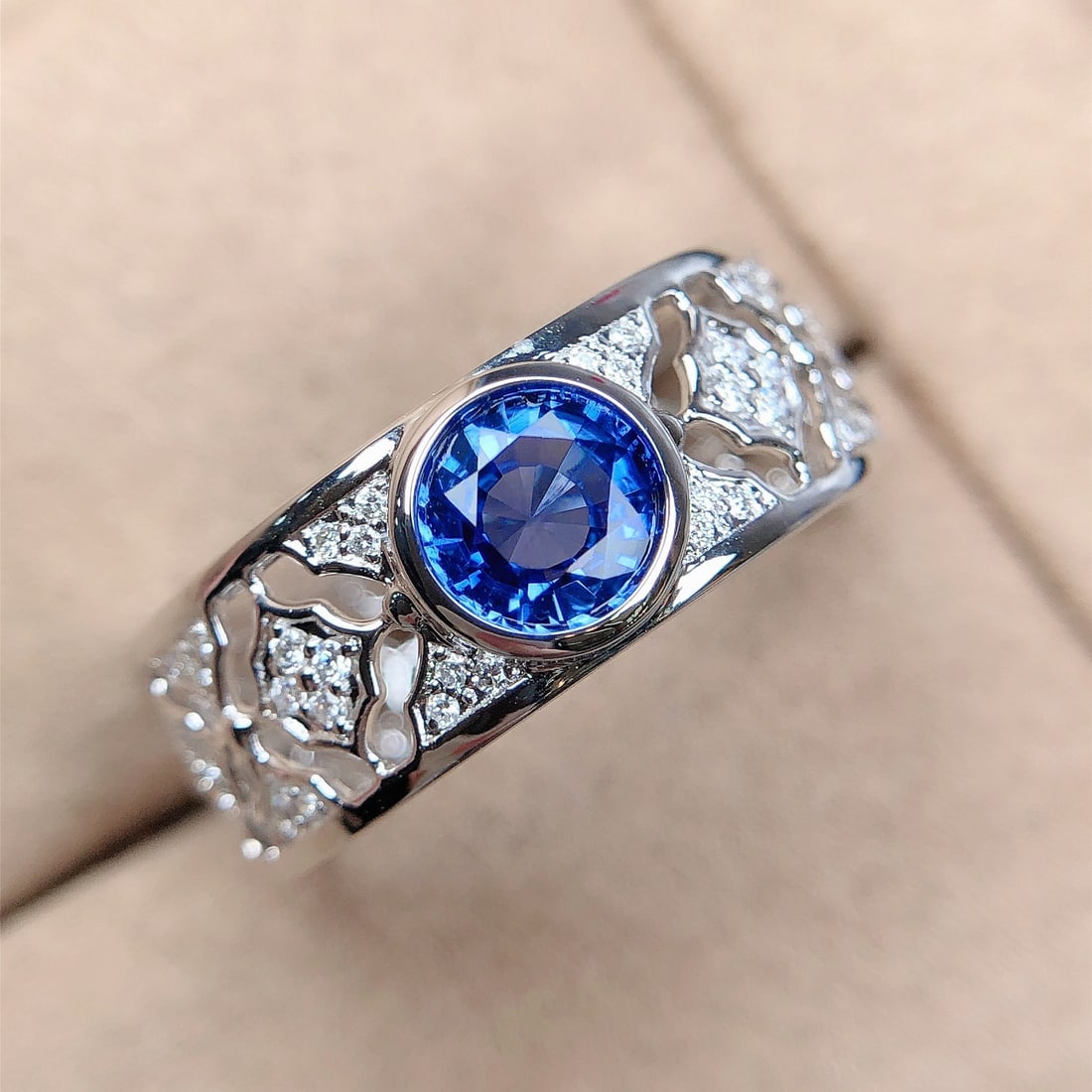 14k Gold 1.16 Ctw Natural Sapphire & Diamond Ring - 5