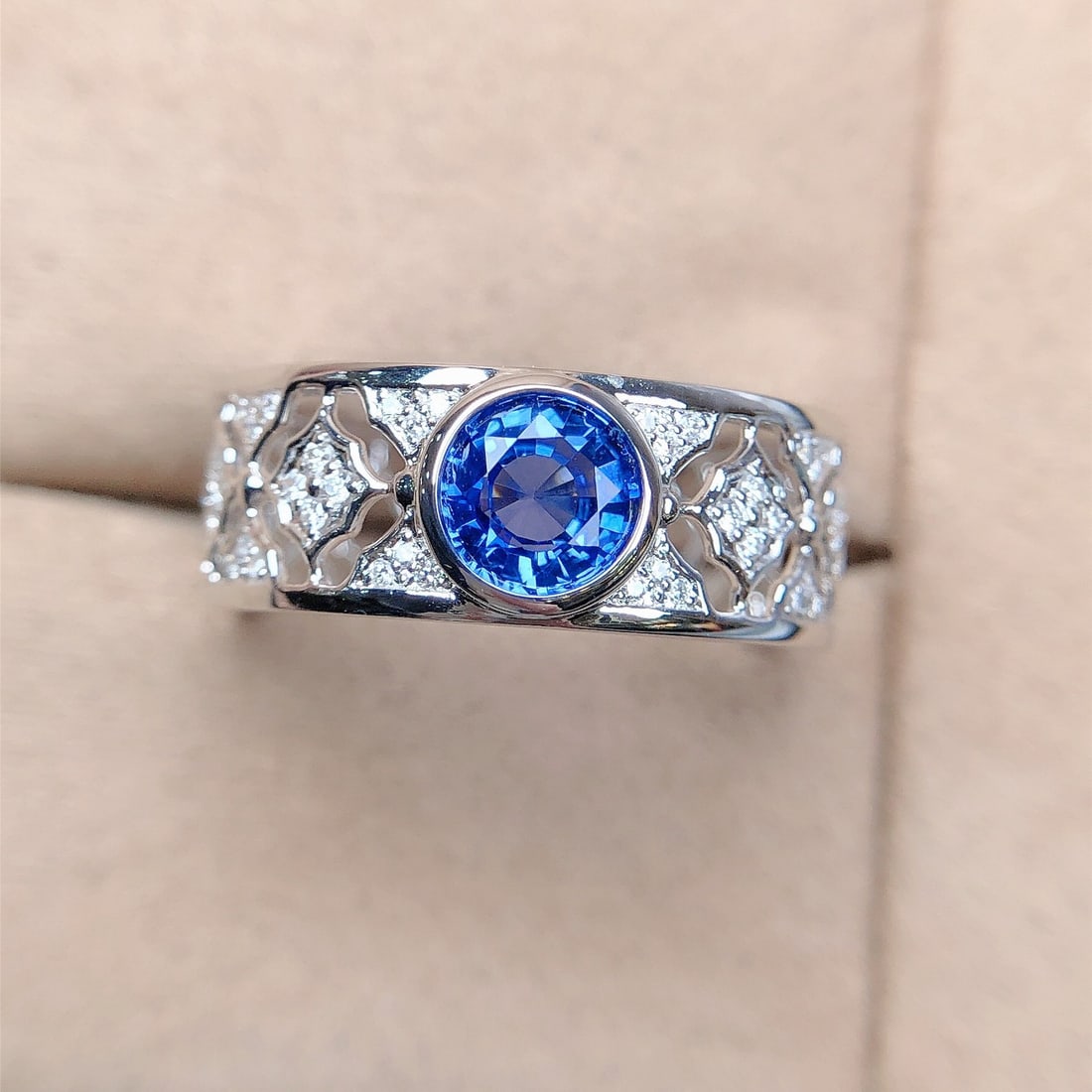 14k Gold 1.16 Ctw Natural Sapphire & Diamond Ring - 6