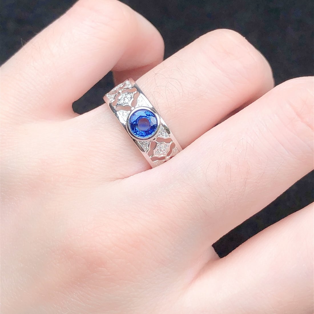 14k Gold 1.16 Ctw Natural Sapphire & Diamond Ring - 8