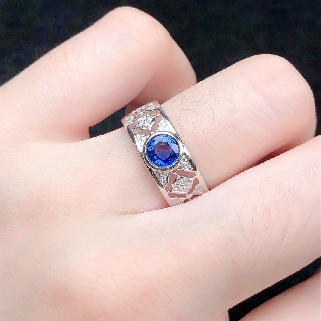 14k Gold 1.16 Ctw Natural Sapphire & Diamond Ring - 9