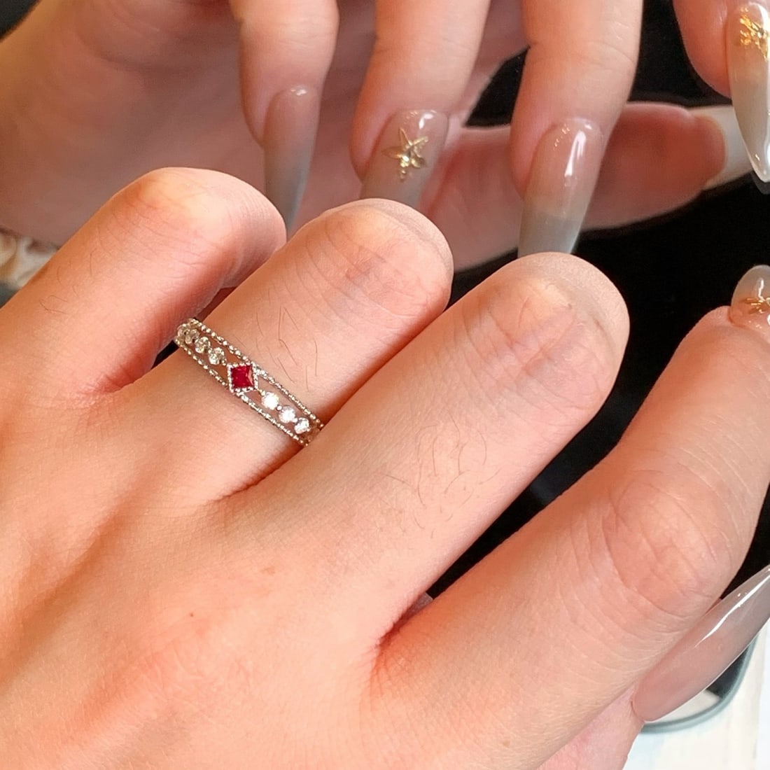 14k Gold 0.3 Ctw Natural Ruby & Diamond Ring - 5