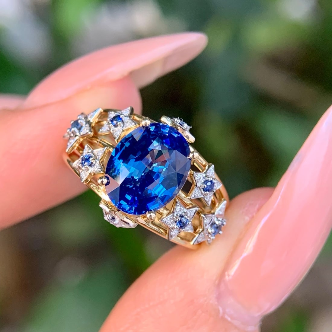 14k Gold 3.34 Ctw Natural Sapphire & Sapphire Ring - 2