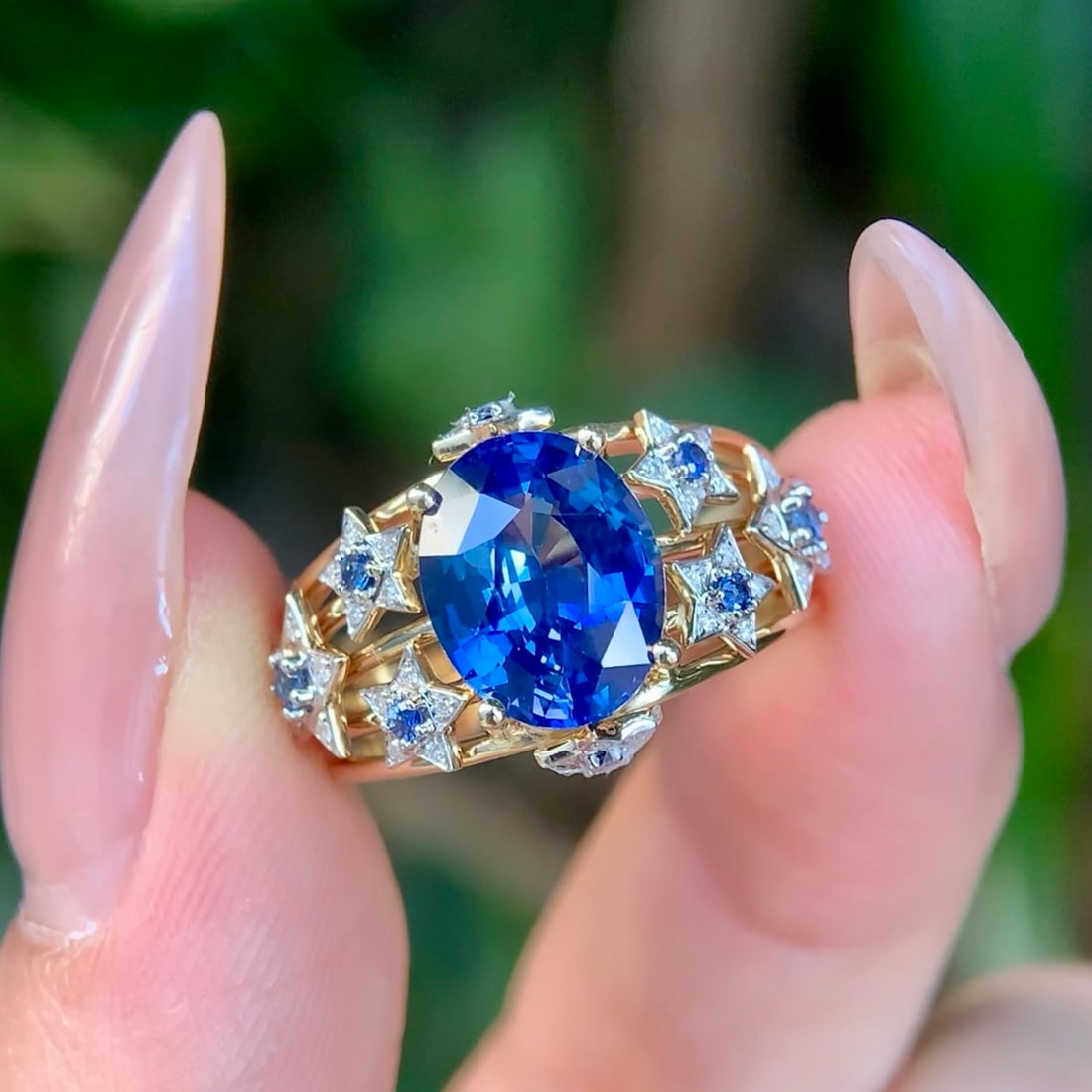 14k Gold 3.34 Ctw Natural Sapphire & Sapphire Ring - 4