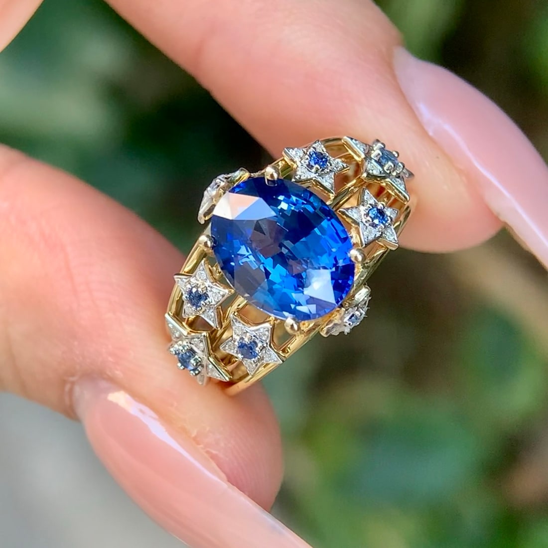 14k Gold 3.34 Ctw Natural Sapphire & Sapphire Ring - 5