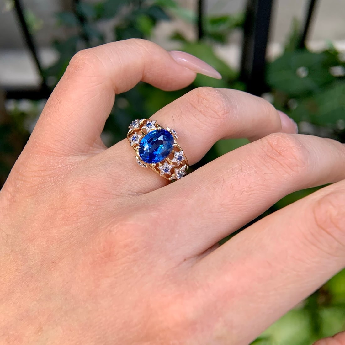 14k Gold 3.34 Ctw Natural Sapphire & Sapphire Ring - 6