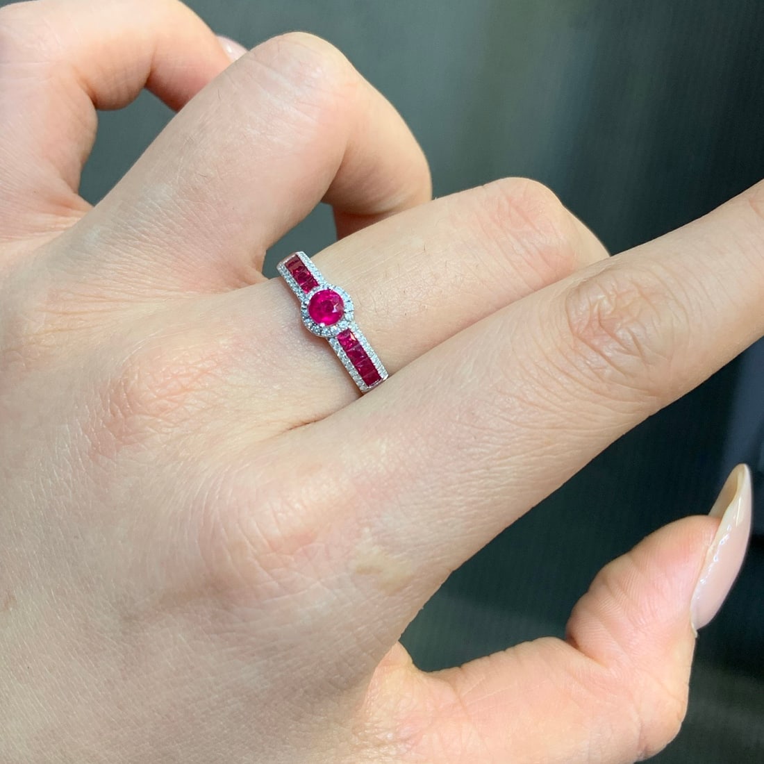 14k Gold 0.88 Ctw Natural Ruby & Ruby Ring - 3