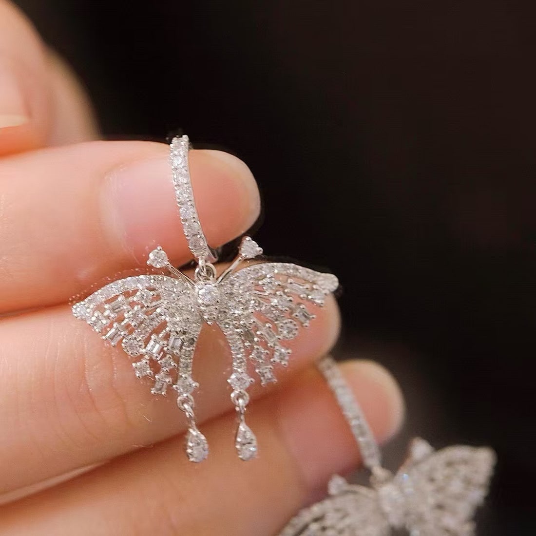 14k Gold 1.36 Ct Natural H Diamond & Butterfly Earrings - 7