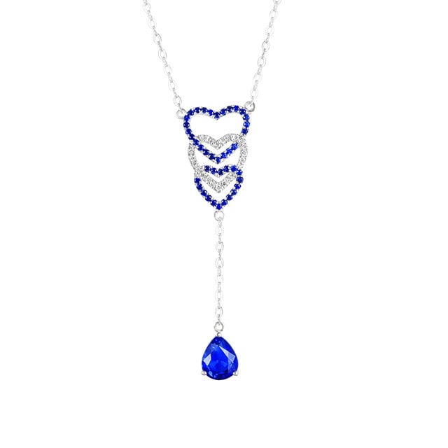 14k Gold 1.19 Ctw Natural Sapphire & Sapphire Necklace - 5
