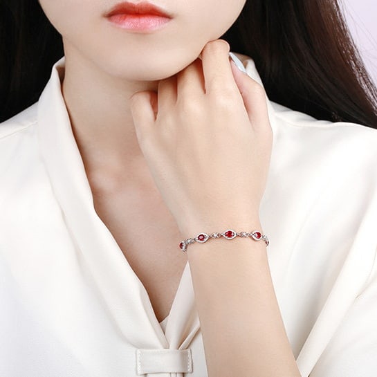 14k Gold 2.26 Ctw Natural Ruby & Diamond Bracelet - 4