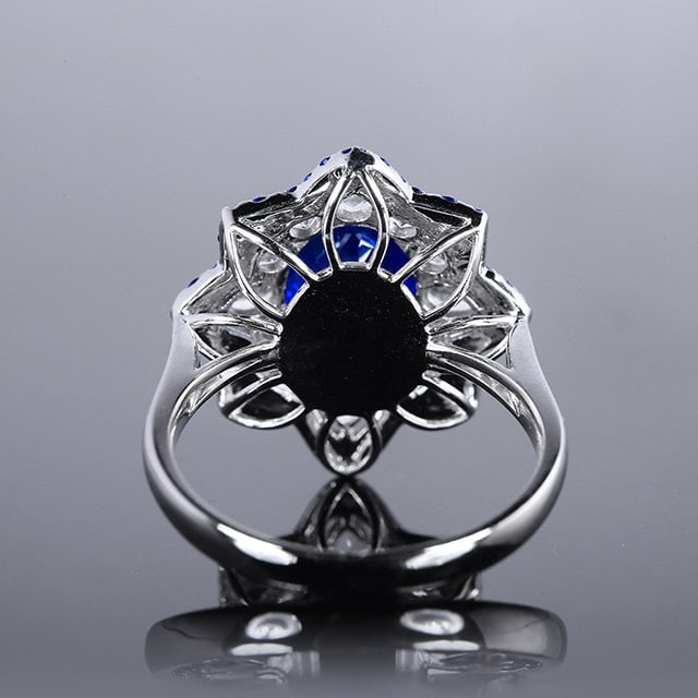 14k Gold 3.88 Ctw Natural Sapphire & Sapphire Ring - 4