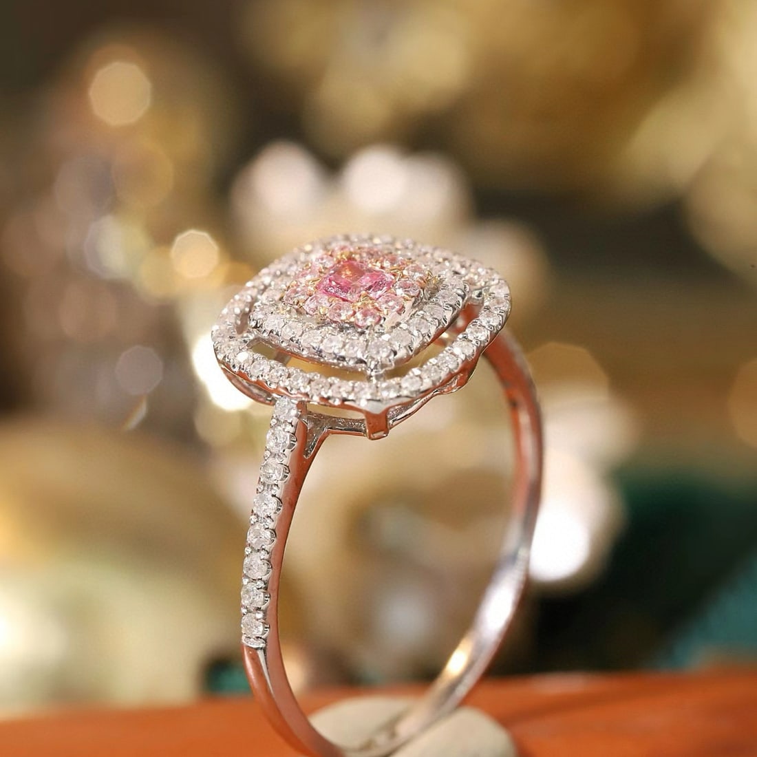 14k Gold 0.53 Ctw Natural Pink Diamond & Diamond Ring - 5