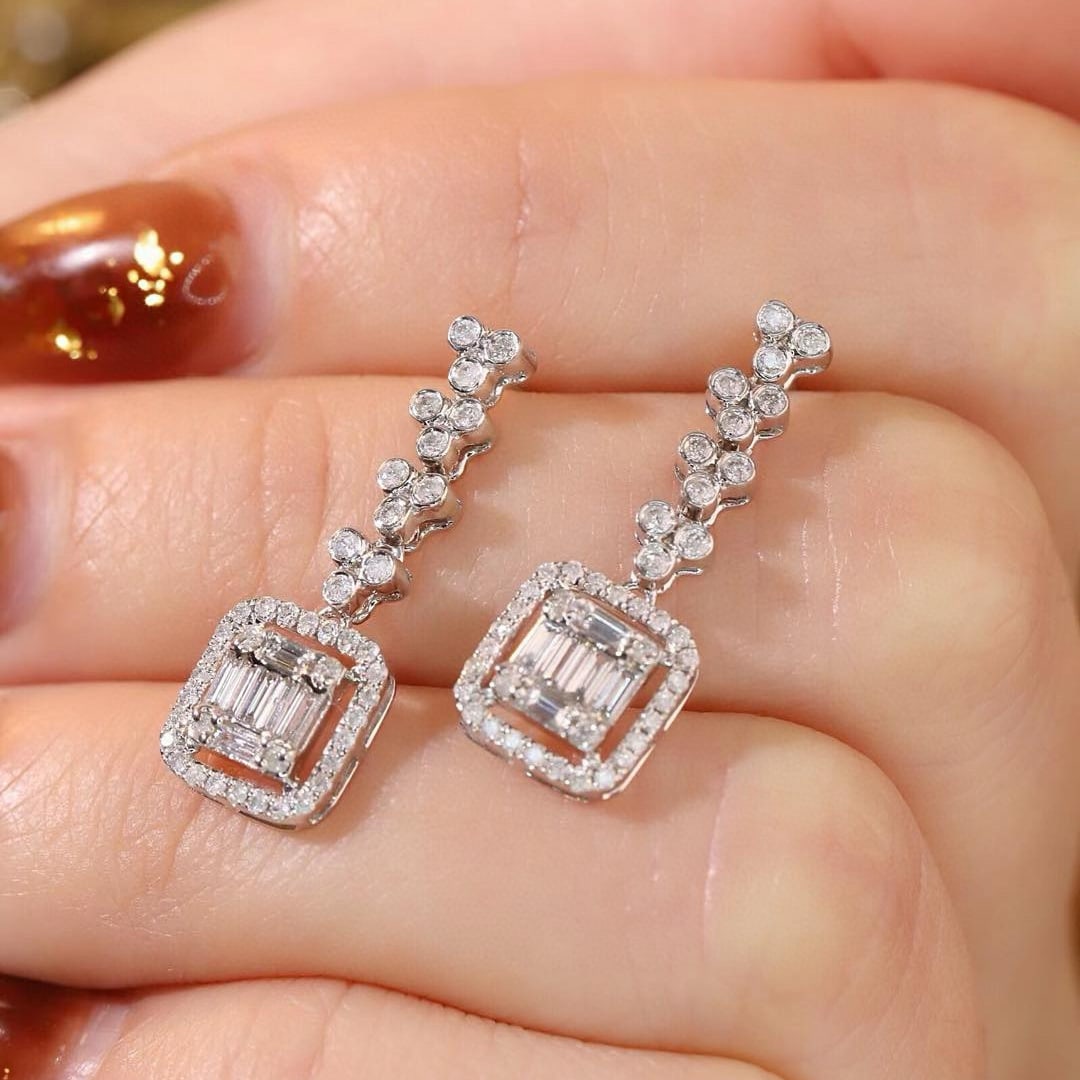 14k Gold 0.8 Ct Natural H Diamond Earrings - 4