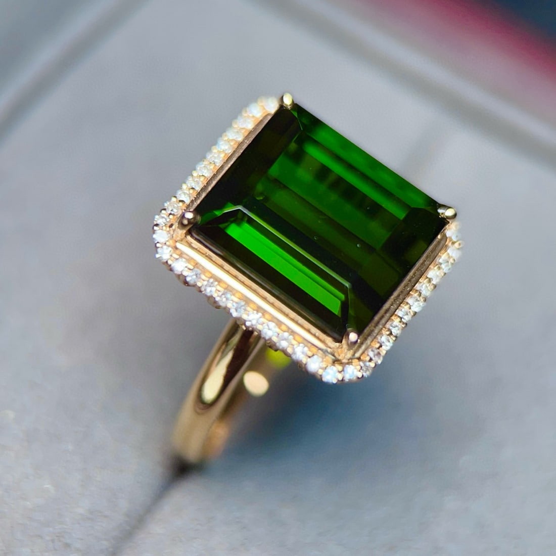 14k Gold 9.09 Ctw Natural Tourmaline & Diamond Ring - 4