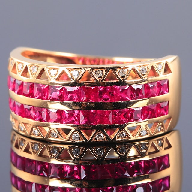 14k Gold 1.58 Ctw Natural Ruby & Diamond Ring - 2