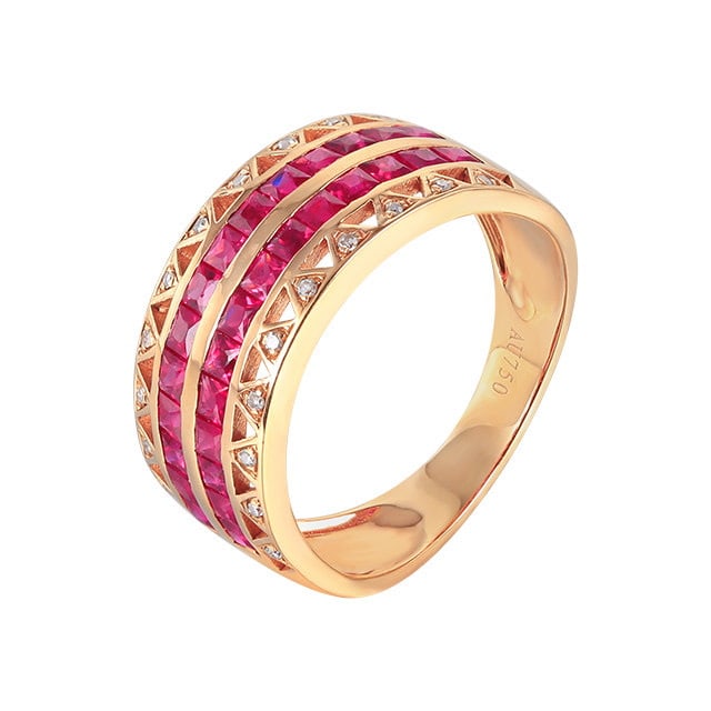 14k Gold 1.58 Ctw Natural Ruby & Diamond Ring - 5