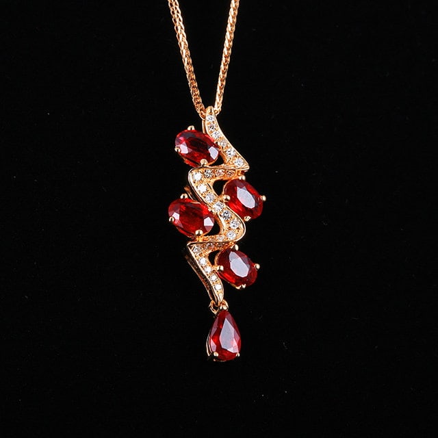 14k Gold 1.51 Ctw Vivid Red Natural Ruby & Diamond Pendant( Without Chain ) - 3