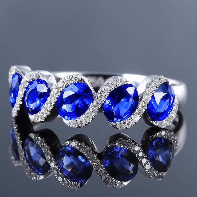 14k Gold 1.93 Ctw Natural Sapphire & Diamond Ring - 2