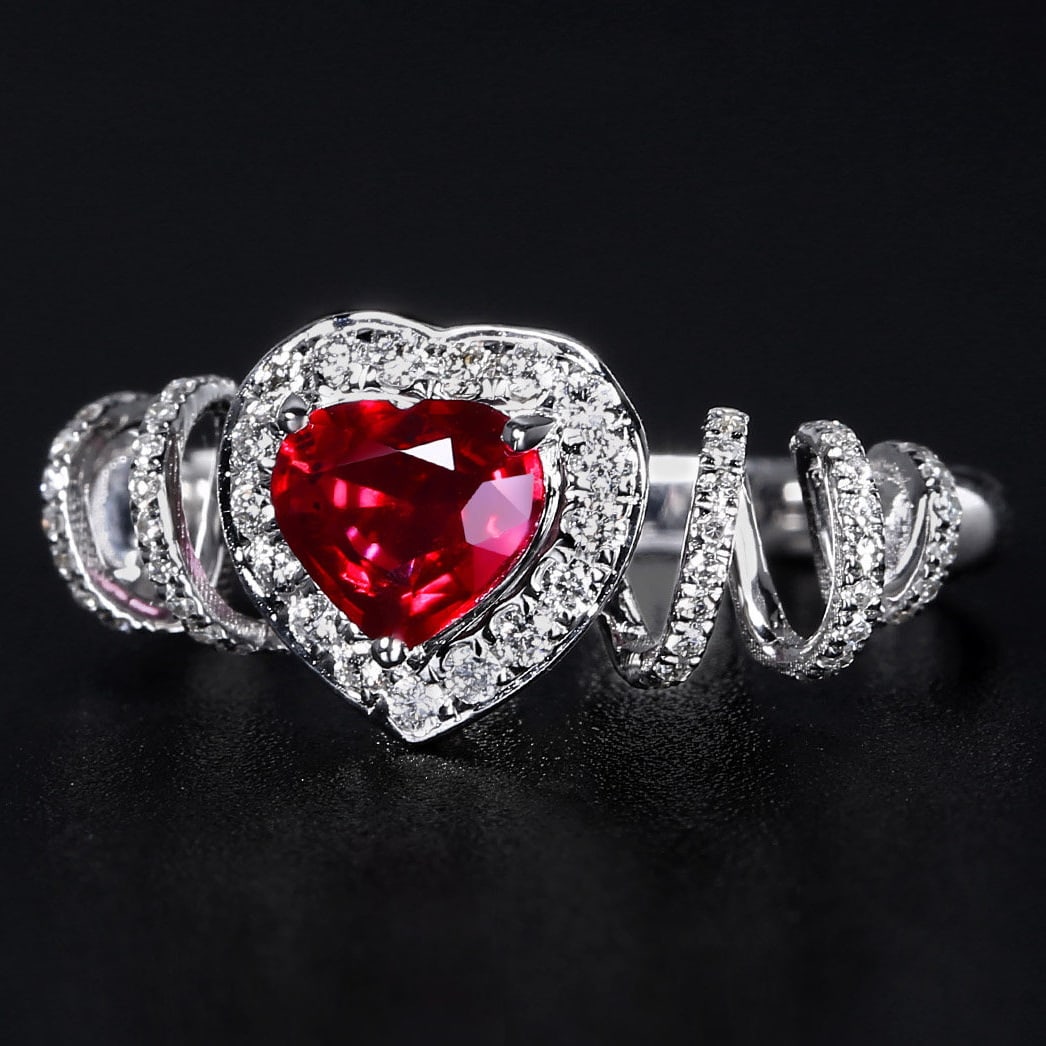 14k Gold 1.06 Ctw Natural Ruby & Diamond Ring - 2