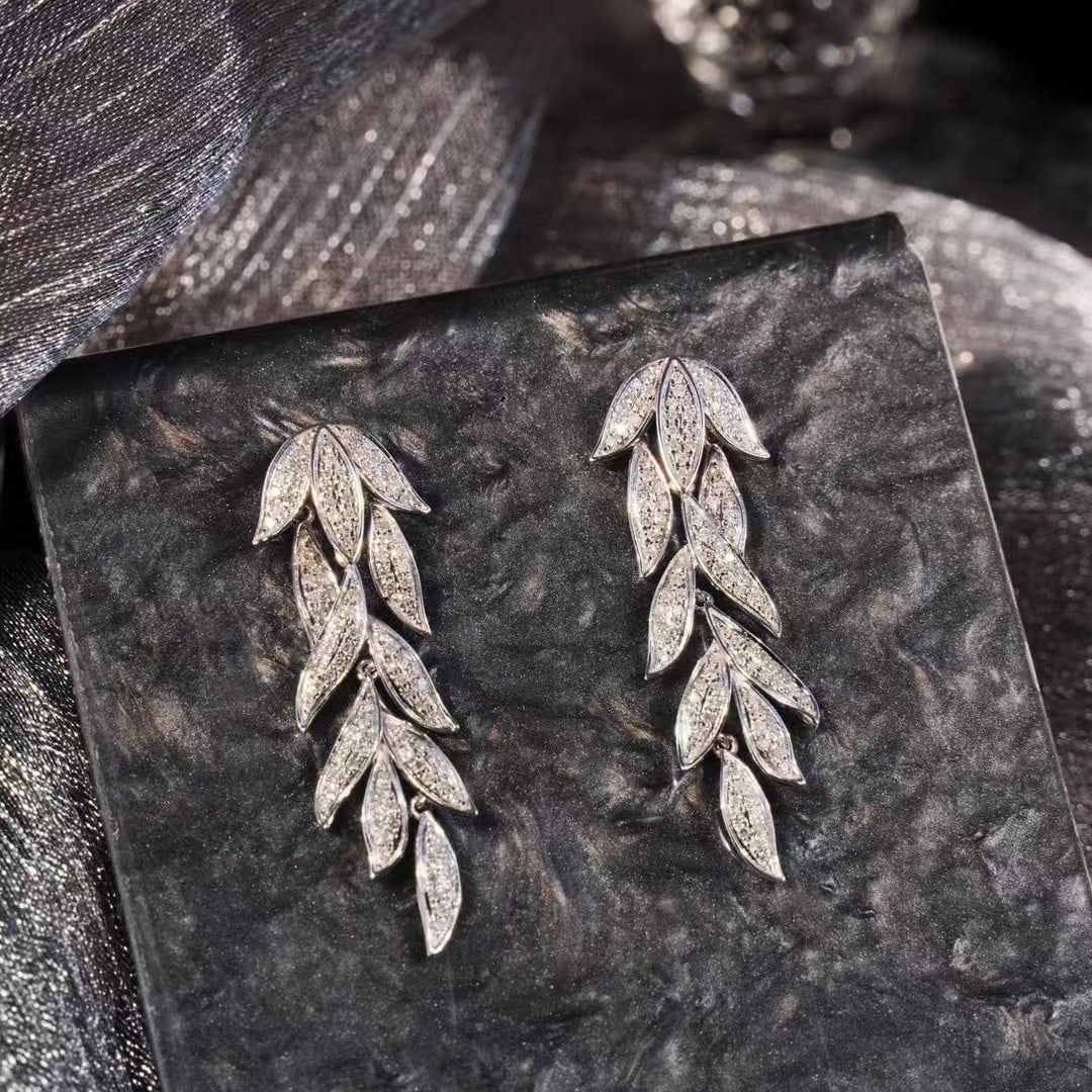 14k Gold 0.96 Ct Natural H Diamond Earrings (1 of 7)