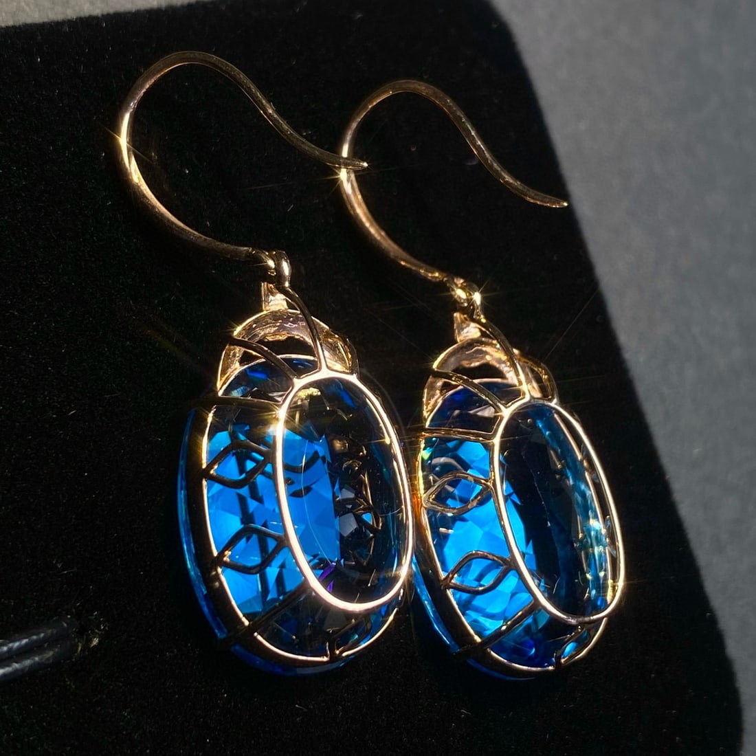 14k Gold 20.3 Ct Natural Topaz & Diamond Earrings - 6